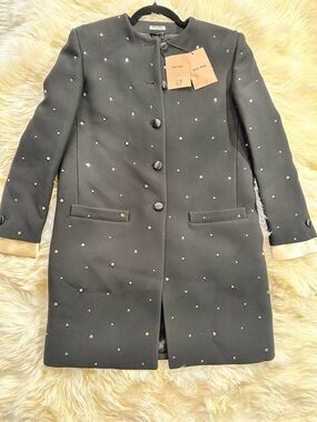 Miu Miu Crystal Embellished Black Coat – IT 38 | New w/ Tags | RFID